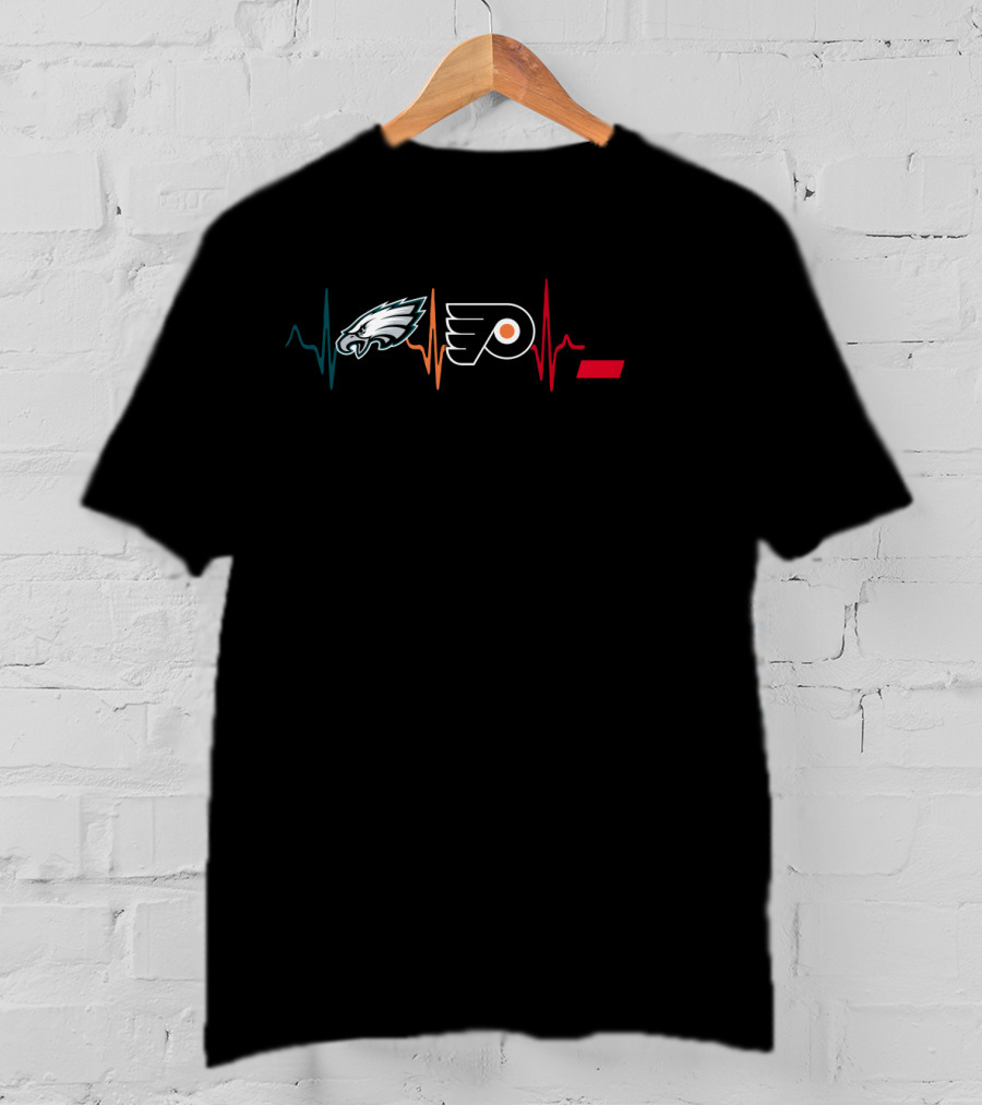 Philadelphia Eagles Flyers Cincinnati Bearcats Heartbeat T-Shirt
