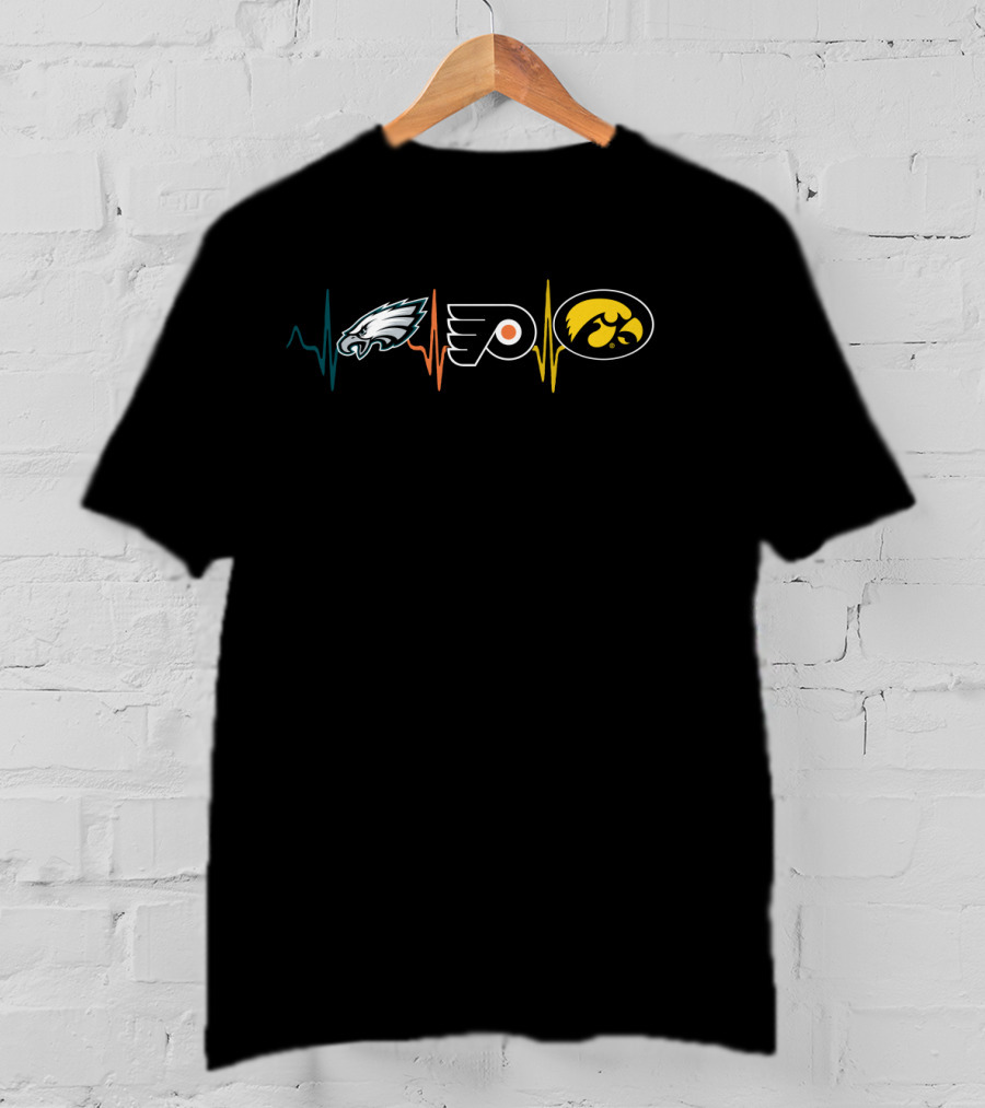 Philadelphia Eagles Philadelphia Flyers Iowa Hawkeyes Heartbeat T-Shirt