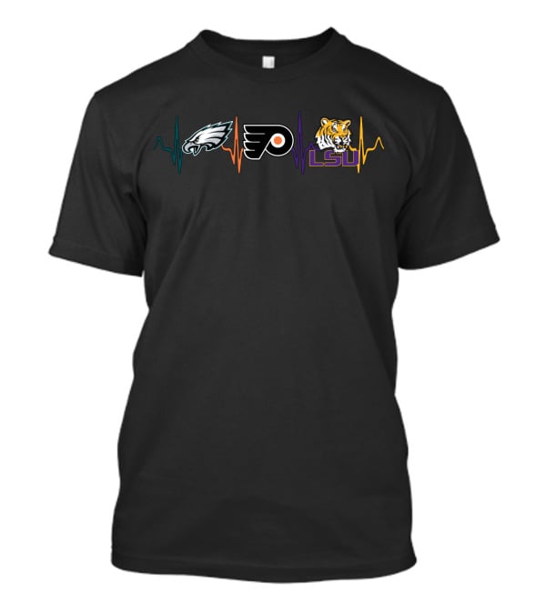 Philadelphia Eagles Flyers Lsu Tigers Heartbeat T-Shirt