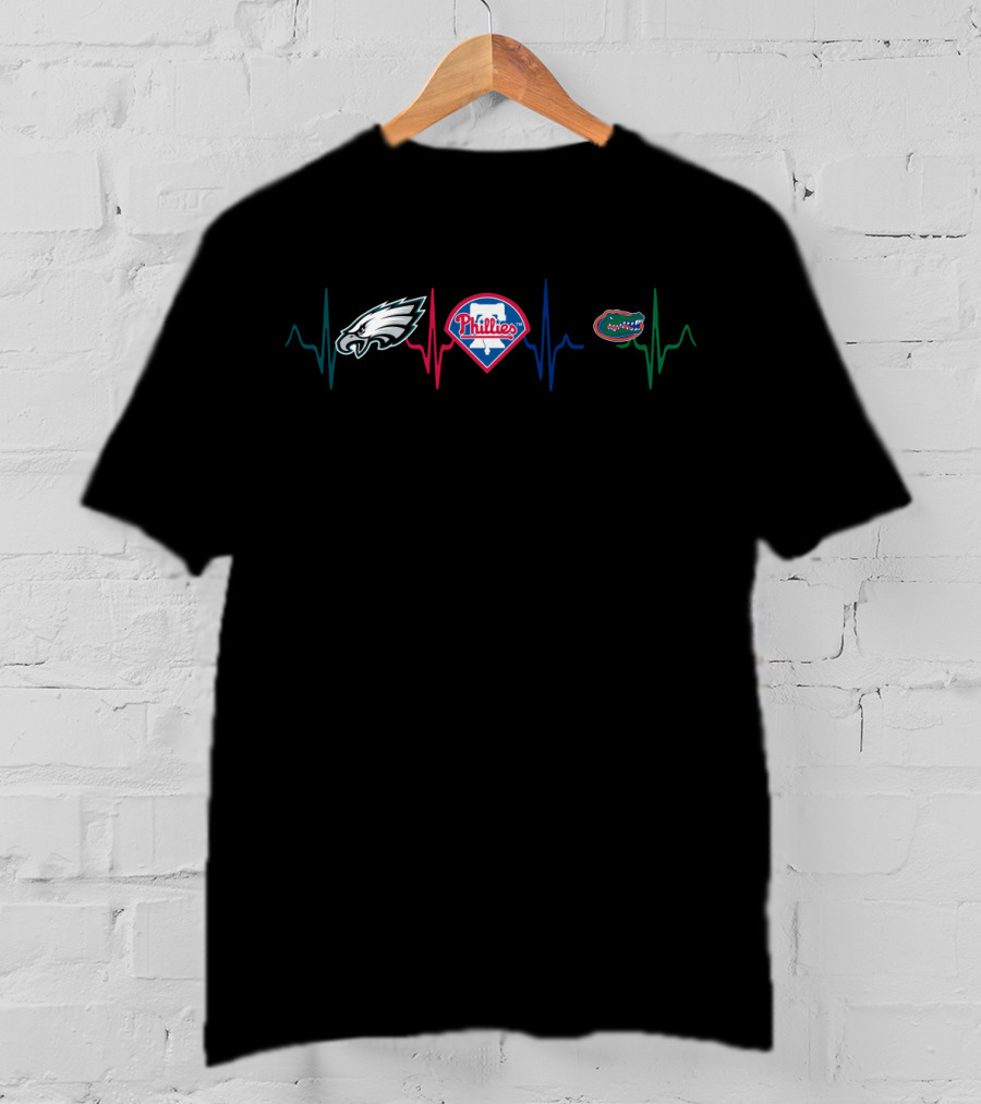 Eagles Phillies Gators Heartbeat Logo Tradition T-Shirt