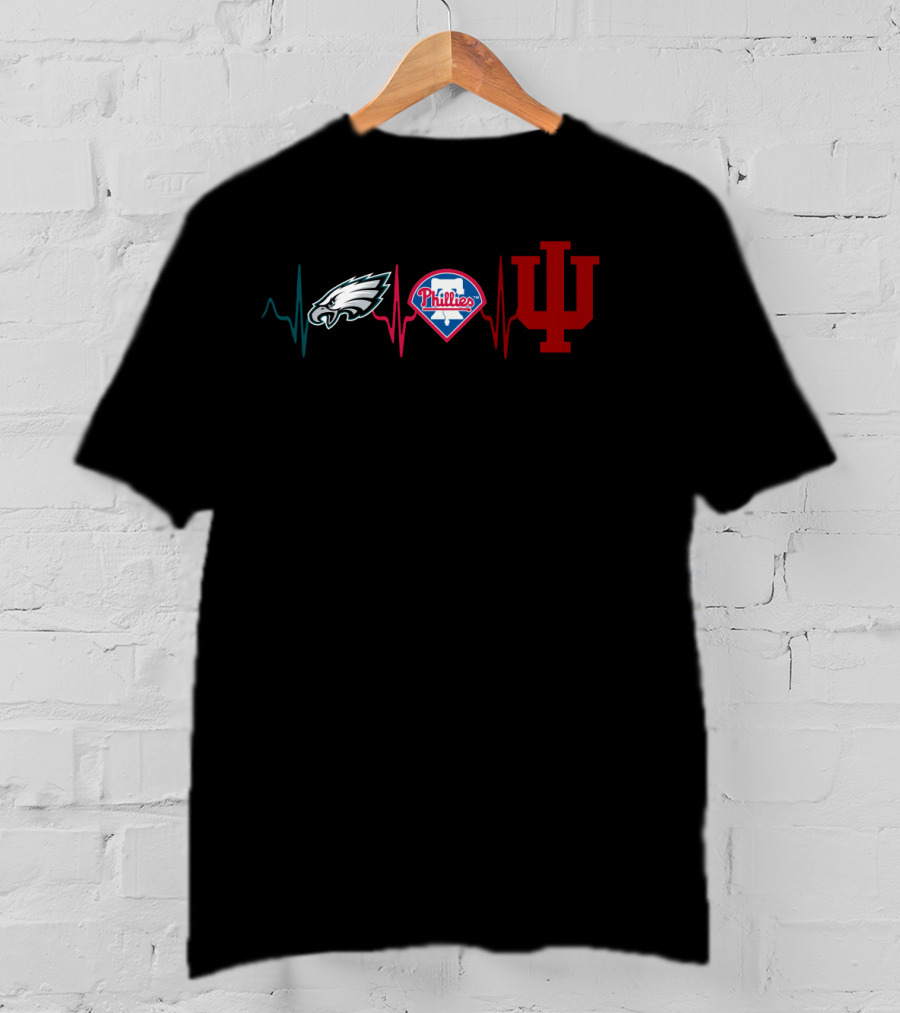 Eagles Phillies Indiana Hoosiers Heartbeat T-Shirt