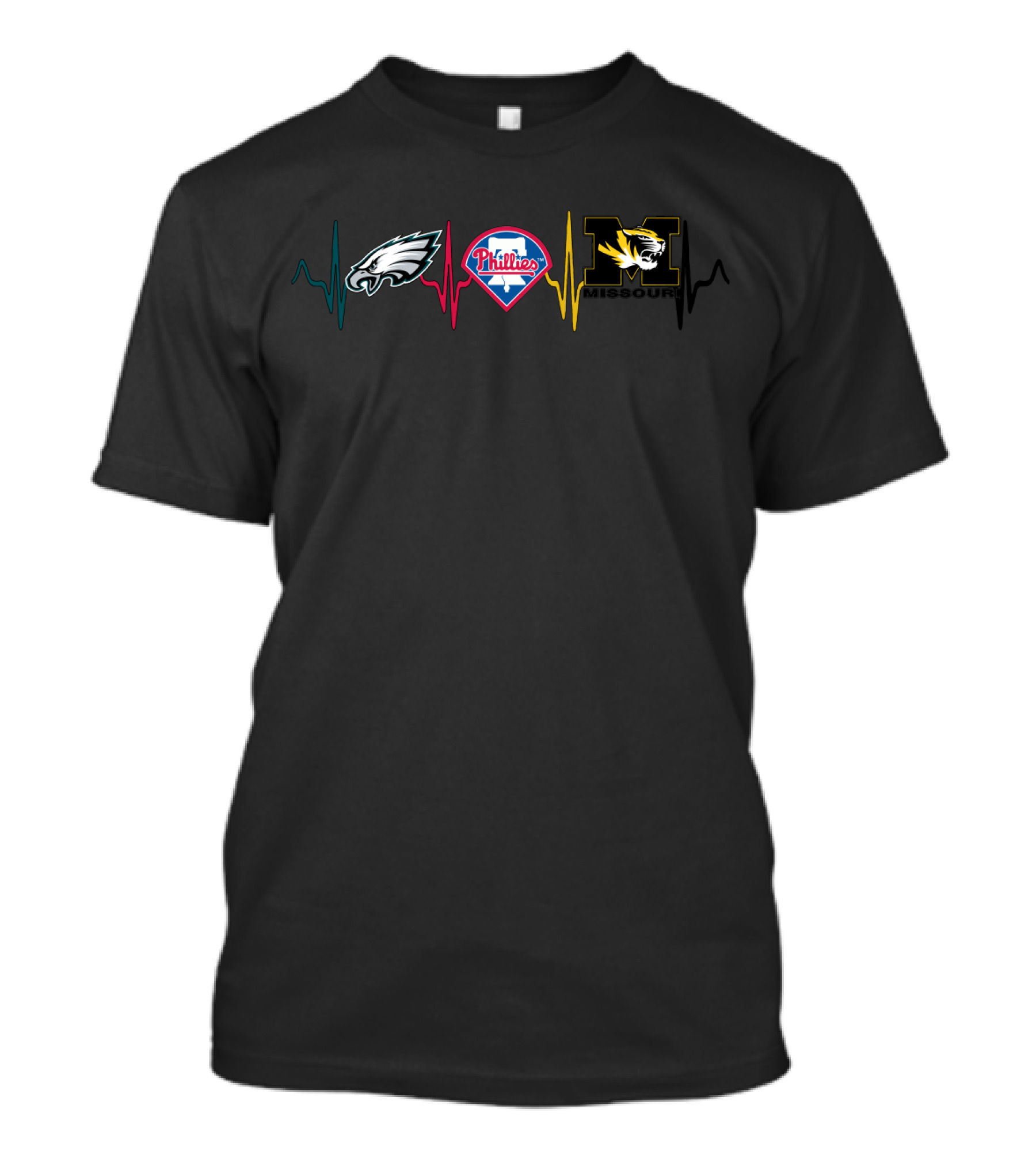 Eagles Phillies Missouri Tigers Heartbeat T-Shirt