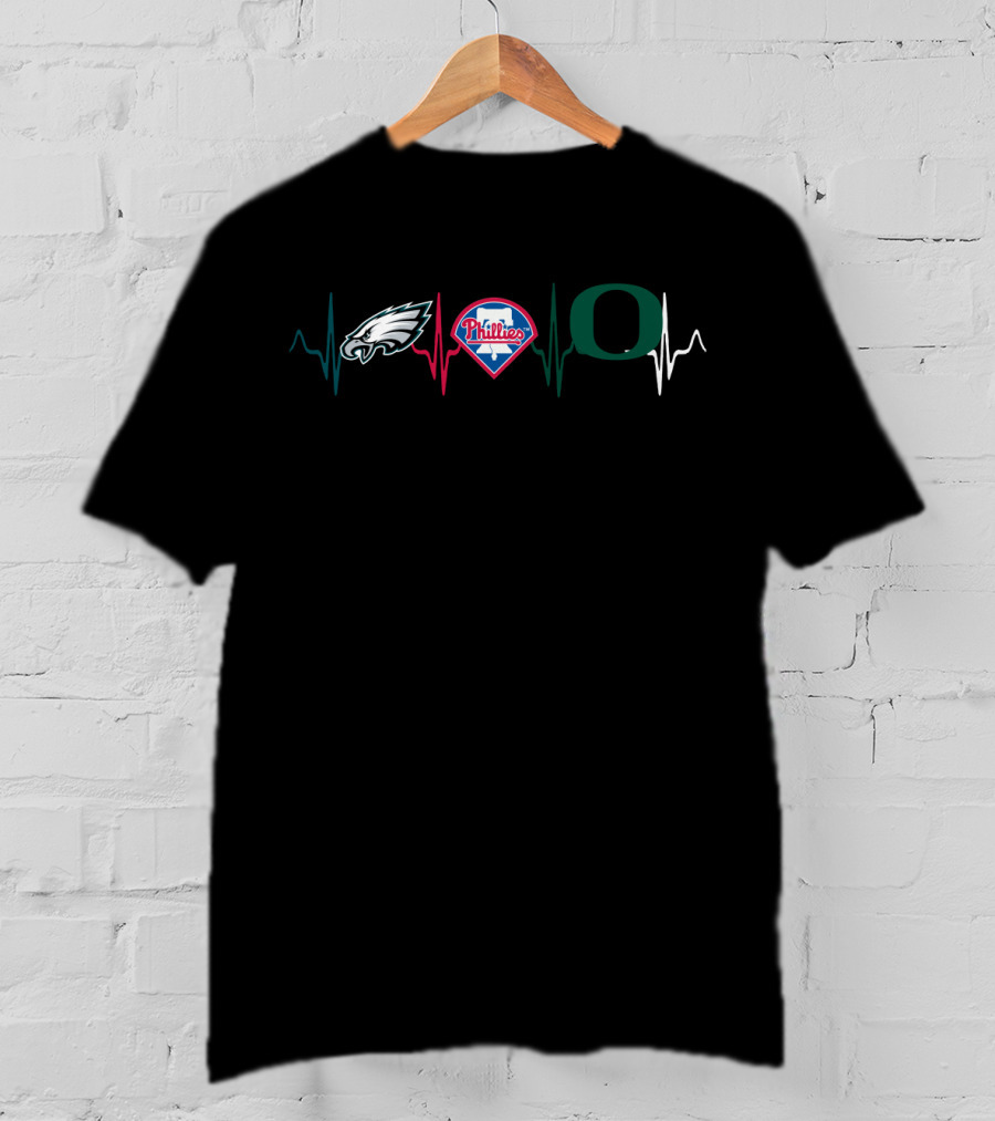 Love Eagles Phillies Oregon Ducks Heartbeat T-Shirt
