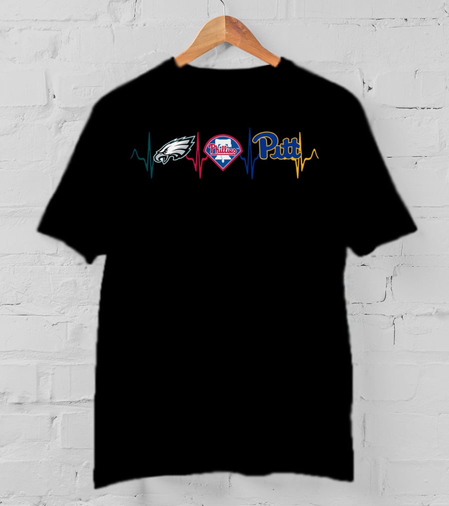 Philadelphia Eagles Phillies Pitt Panthers Heartbeat Sports Passion T-Shirt