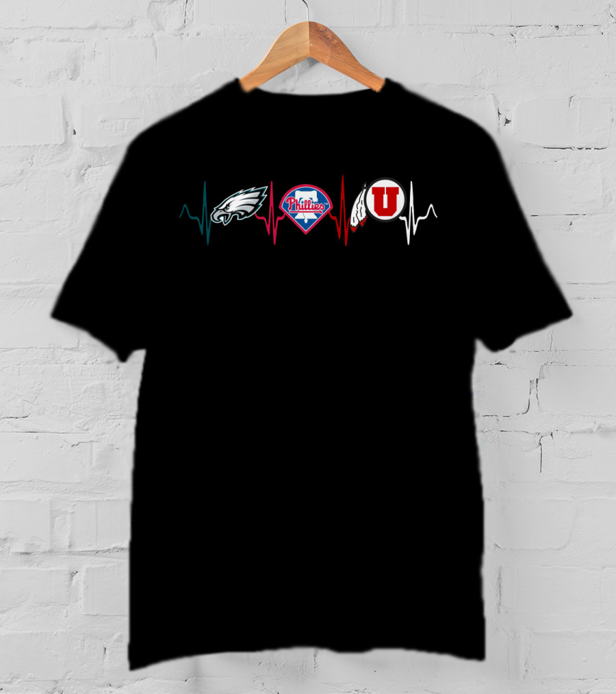 Eagles Phillies Utes Heartbeat Icons T-Shirt