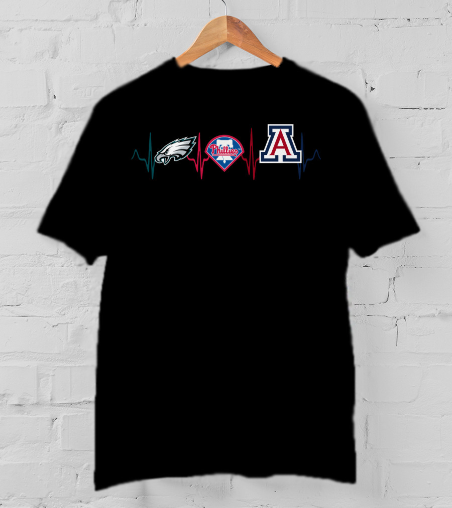 Eagles Phillies Wildcats Heartbeat Fan Love T-Shirt
