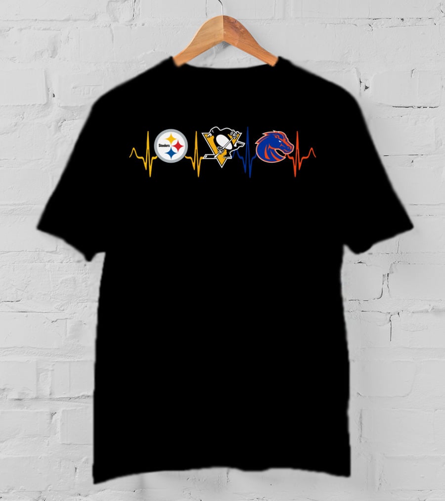 Steelers Penguins Broncos Heartbeat Bsb T-Shirt