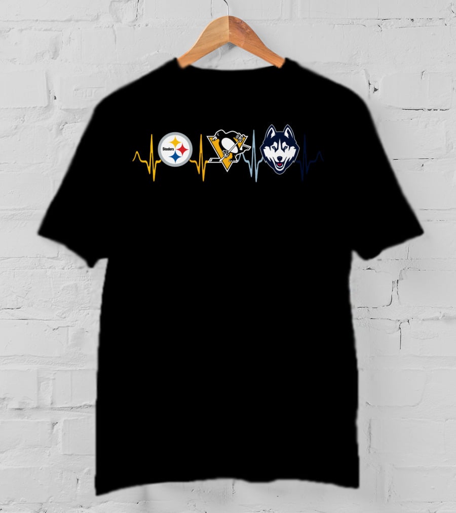 Steelers Penguins Huskies Heartbeat T-Shirt