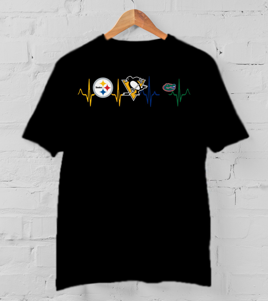 Steelers Penguins Gators Heartbeat Love T-Shirt