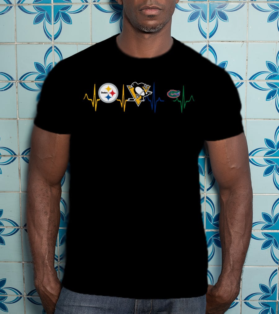 Steelers Penguins Gators Heartbeat Love T-Shirt