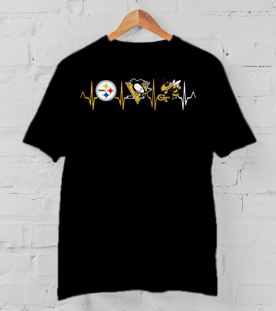 Steelers Penguins Georgia Tech Buzz Heartbeat T-Shirt