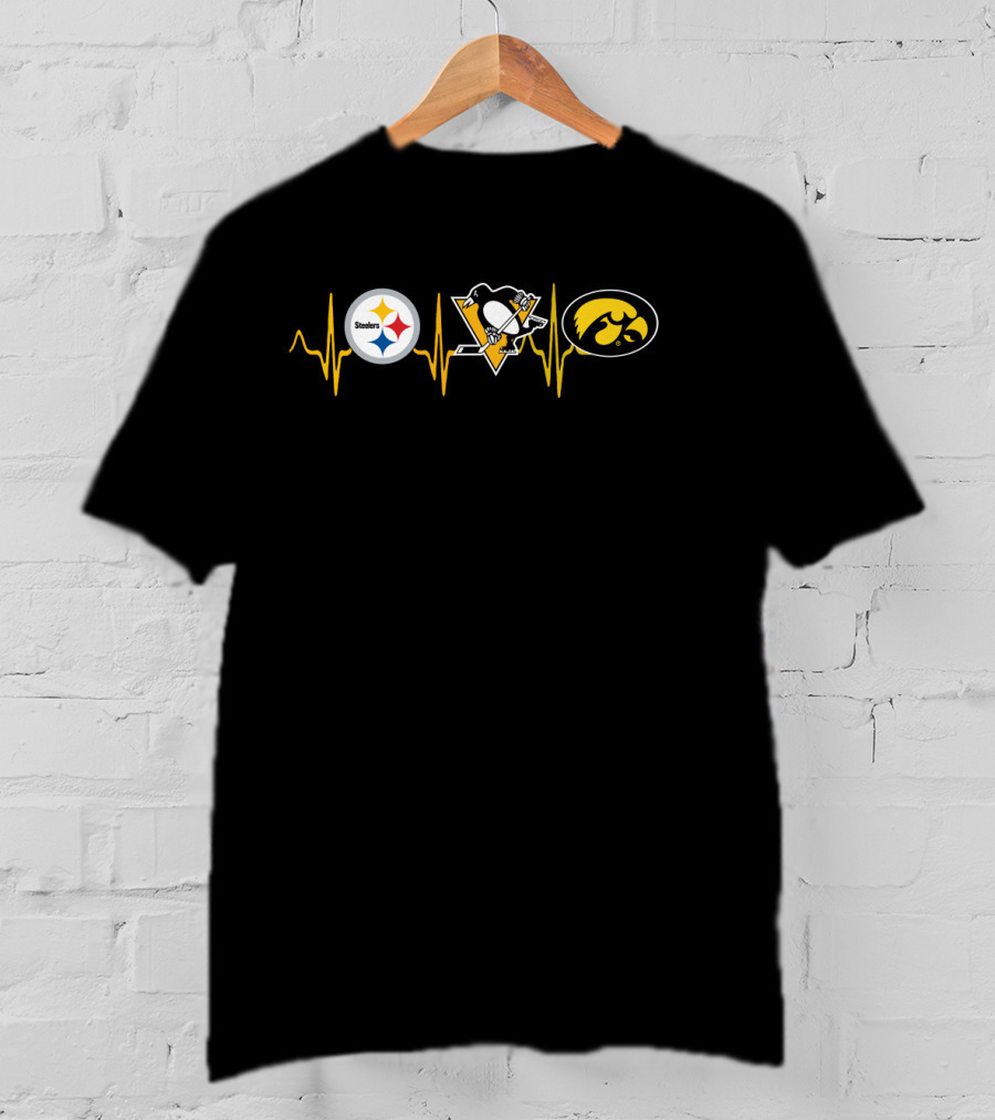 Steelers Penguins Hawkeyes Heartbeat T-Shirt