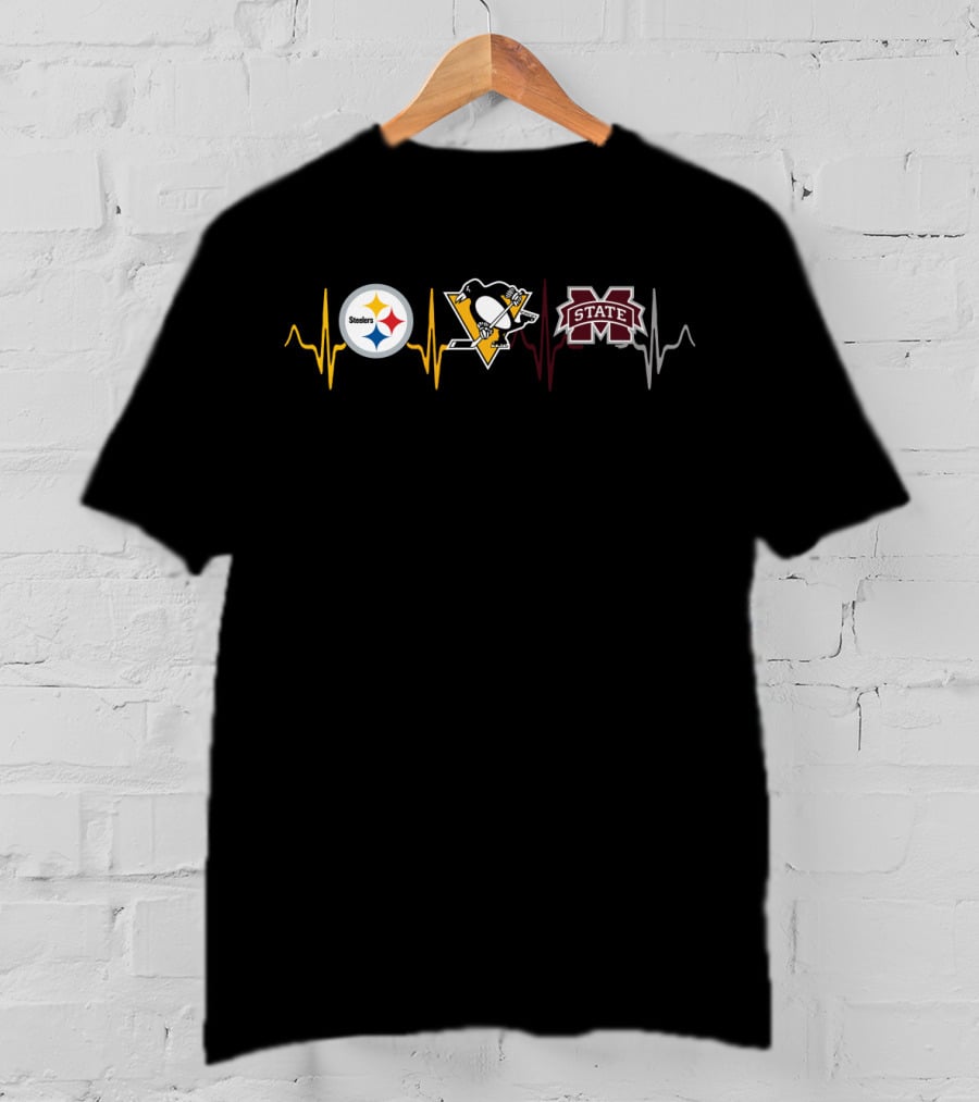Steelers Penguins Mississippi State Heartbeat T-Shirt
