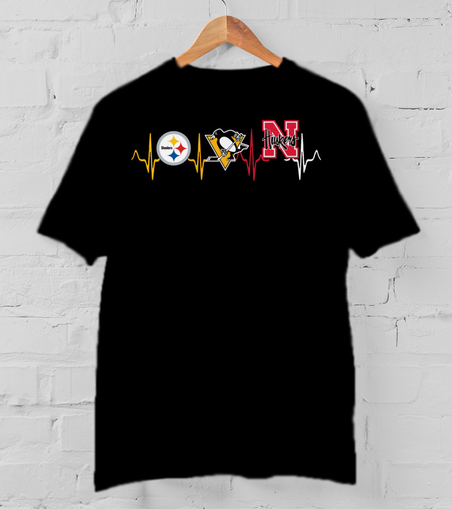 Steelers Penguins Huskers Heartbeat T-Shirt