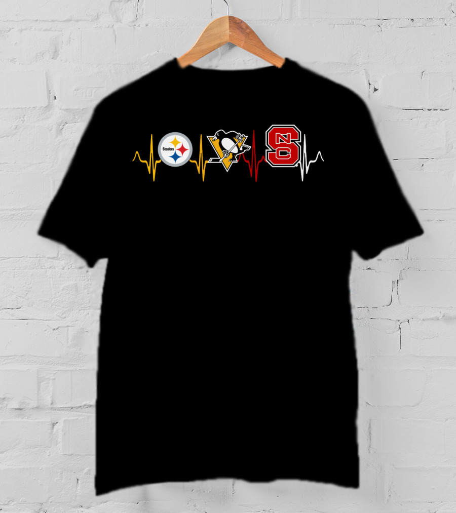 Steelers Penguins Nc State Heartbeat T-Shirt