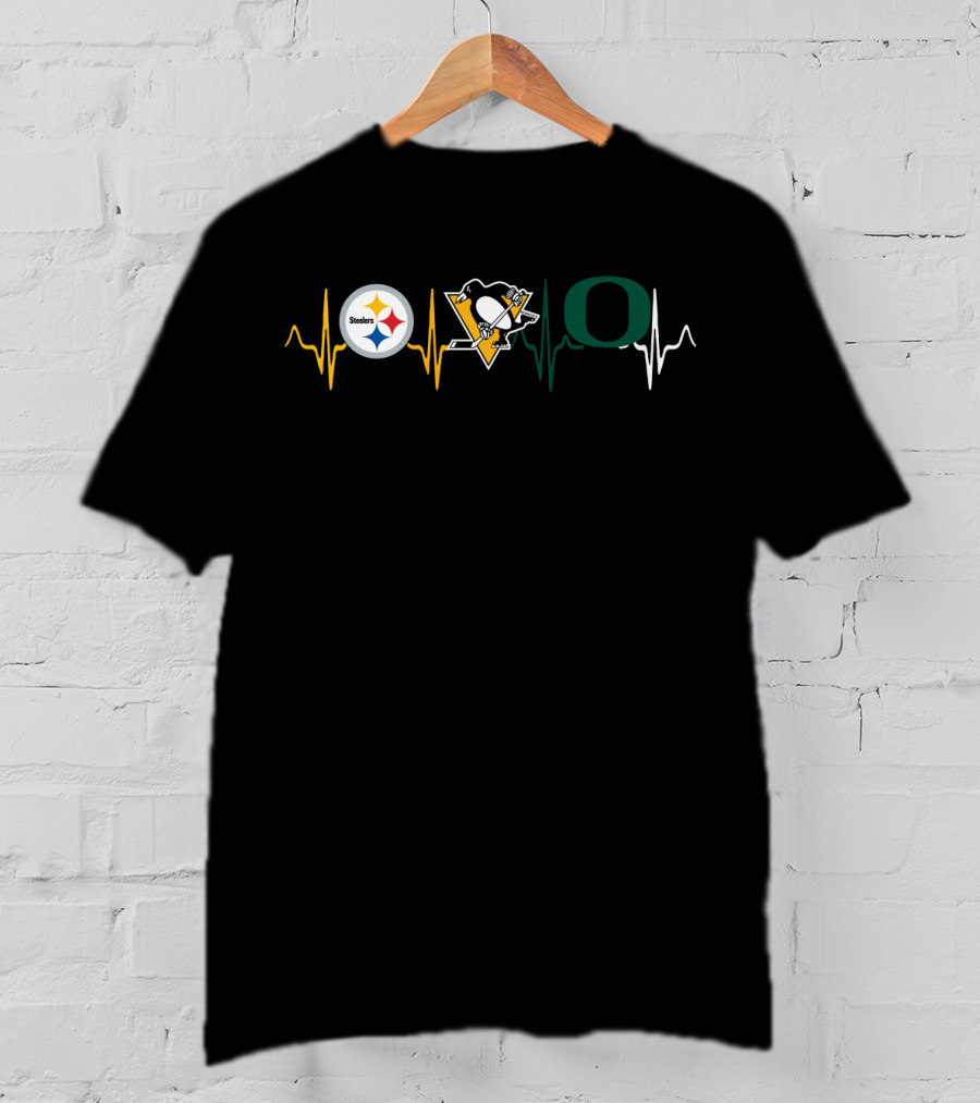 Love Steelers Penguins Oregon Heartbeat T-Shirt
