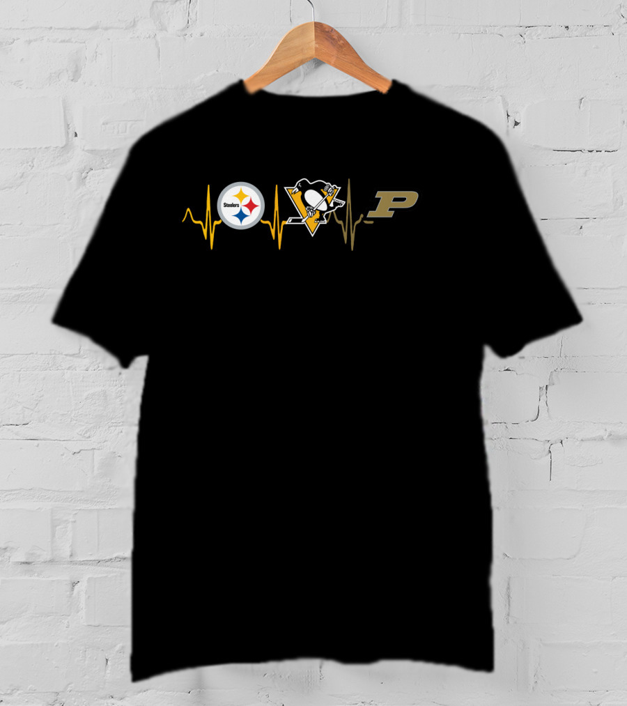 Steelers Penguins Purdue Heartbeat T-Shirt