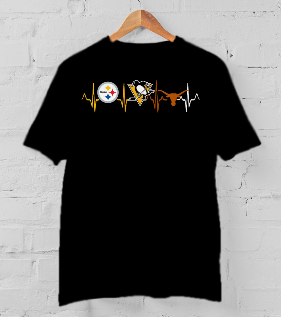 Steelers Penguins Longhorns Heartbeat Theme T-Shirt