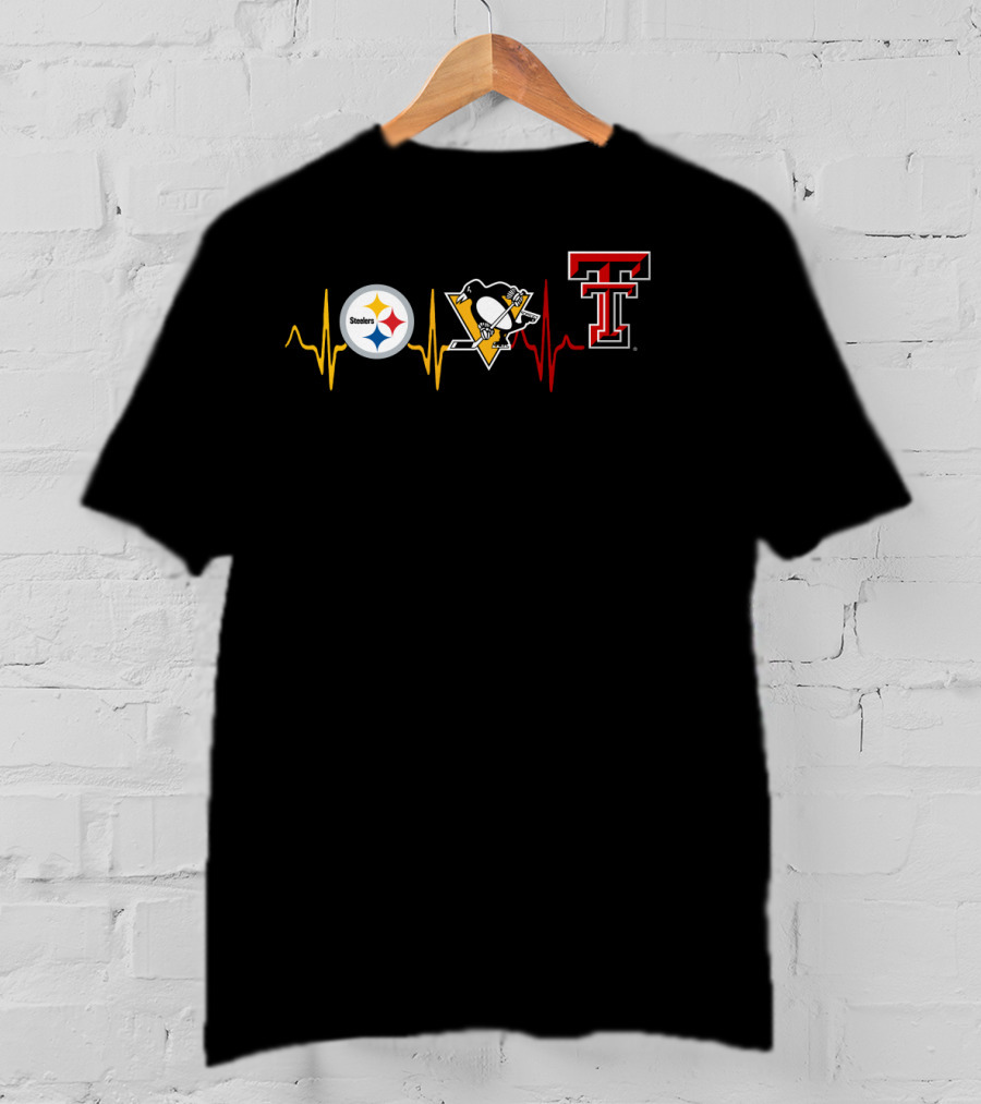 Steelers Penguins Texas Tech Heartbeat T-Shirt