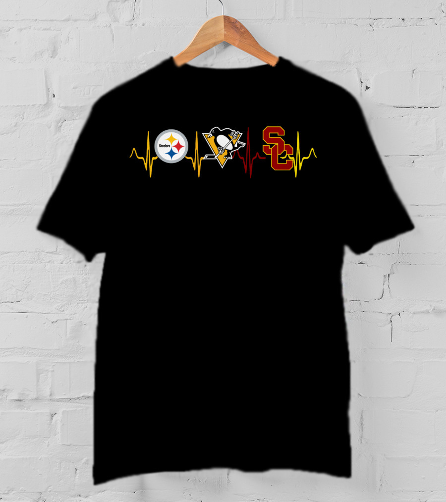 Steelers Penguins Usc Heartbeat T-Shirt