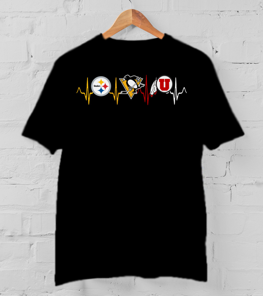 Steelers Penguins Uu Heartbeat Lines T-Shirt