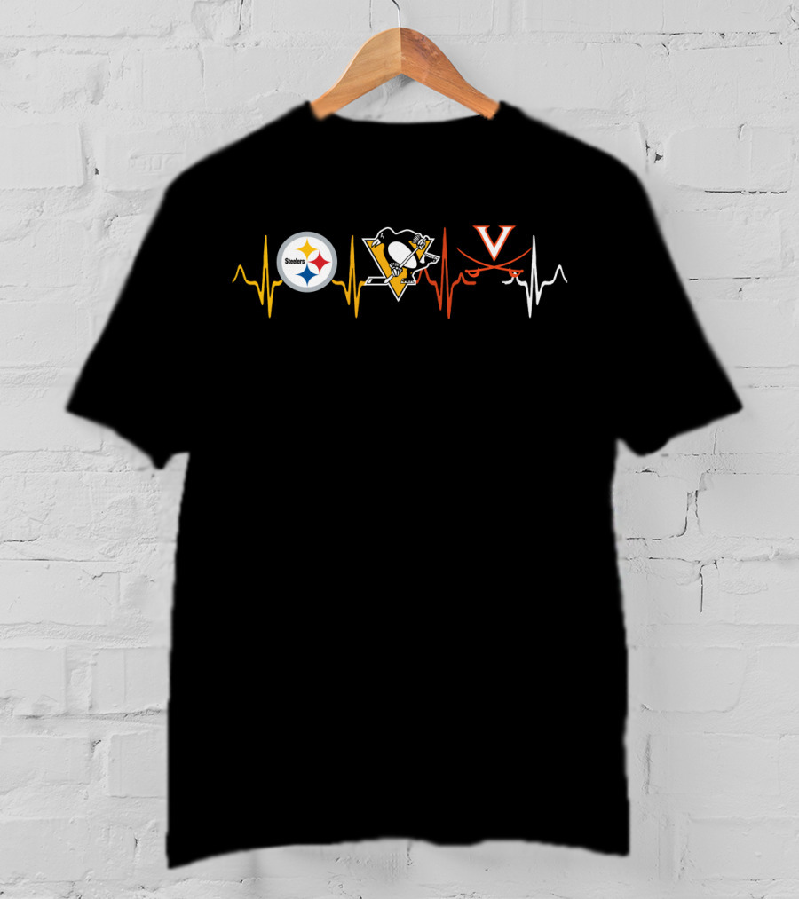 Steelers Penguins Virginia Cavaliers Heartbeat T-Shirt
