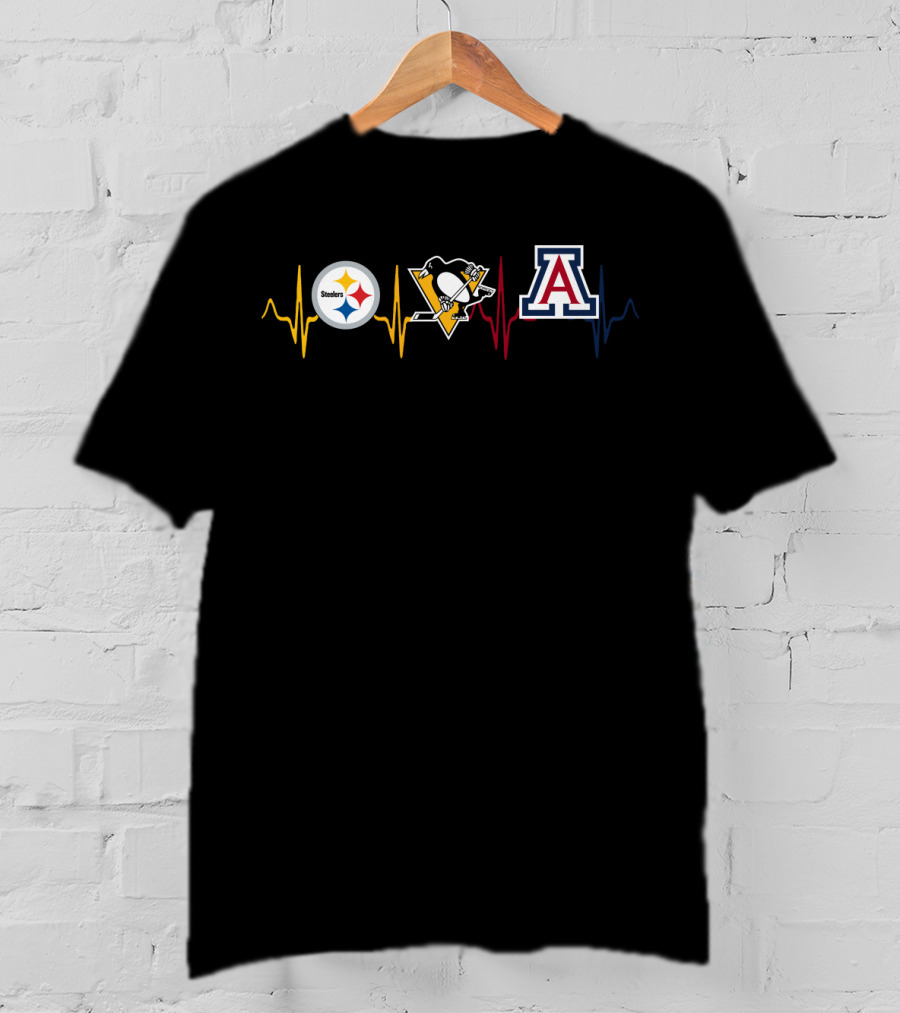 Steelers Penguins Arizona Wildcats Heartbeat T-Shirt