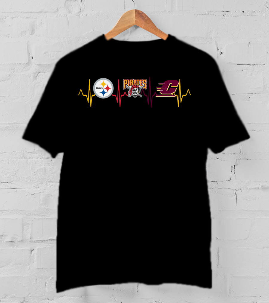 Steelers Heartbeat Pirates Cmc Sports Fan Connection T-Shirt