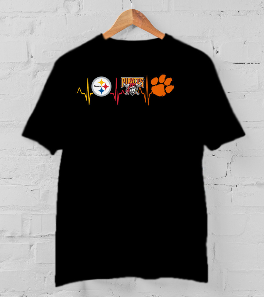 Steelers Pirates Clemson Heartbeat T-Shirt