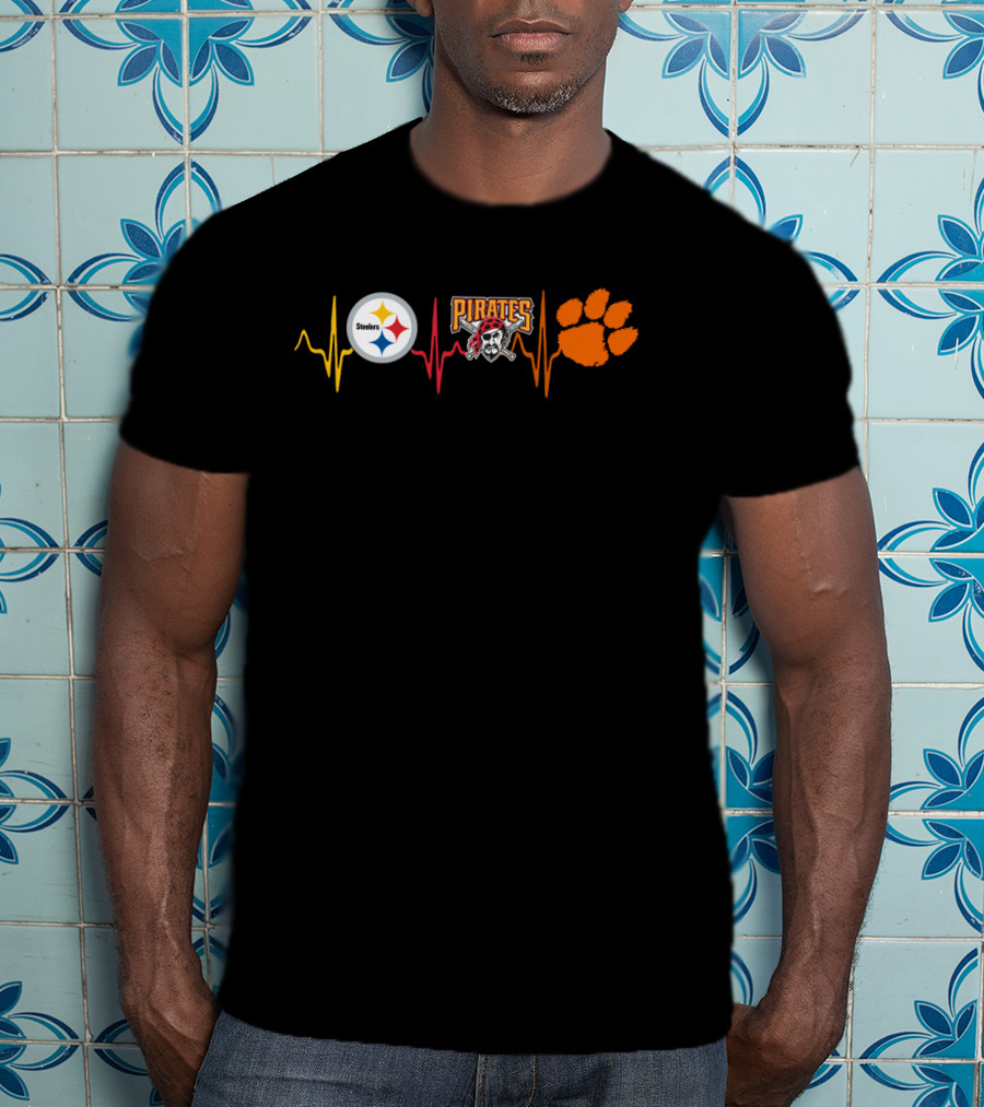 Steelers Pirates Clemson Heartbeat T-Shirt