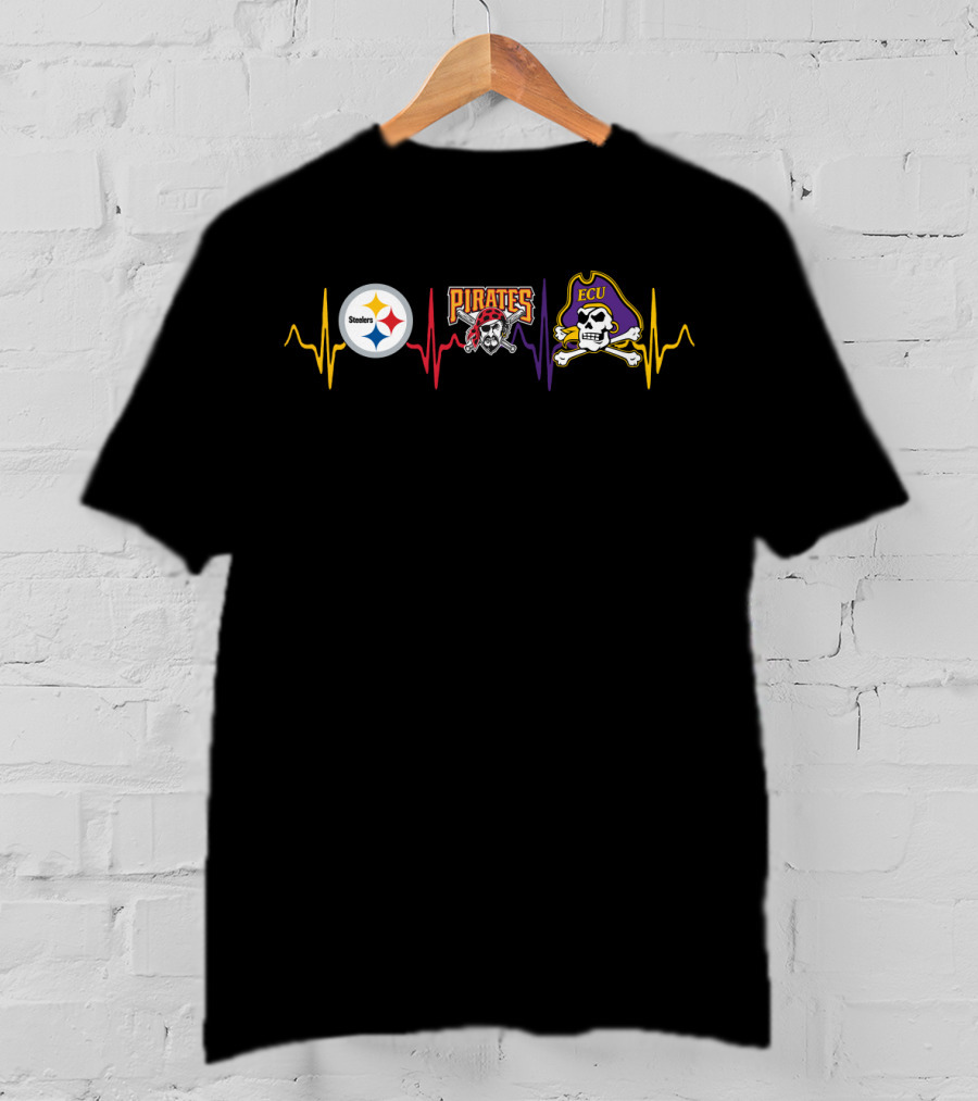 Steelers Pirates Ecu Heartbeat Sports Fan T-Shirt