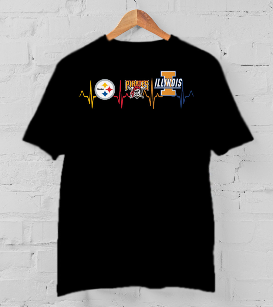 Steelers Pirates Illinois Heartbeat T-Shirt