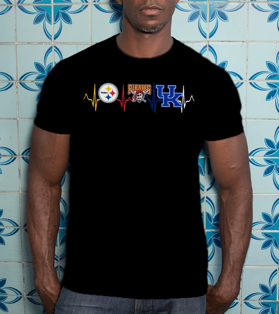 Steelers Pirates Kentucky Wildcats Heartbeat T-Shirt