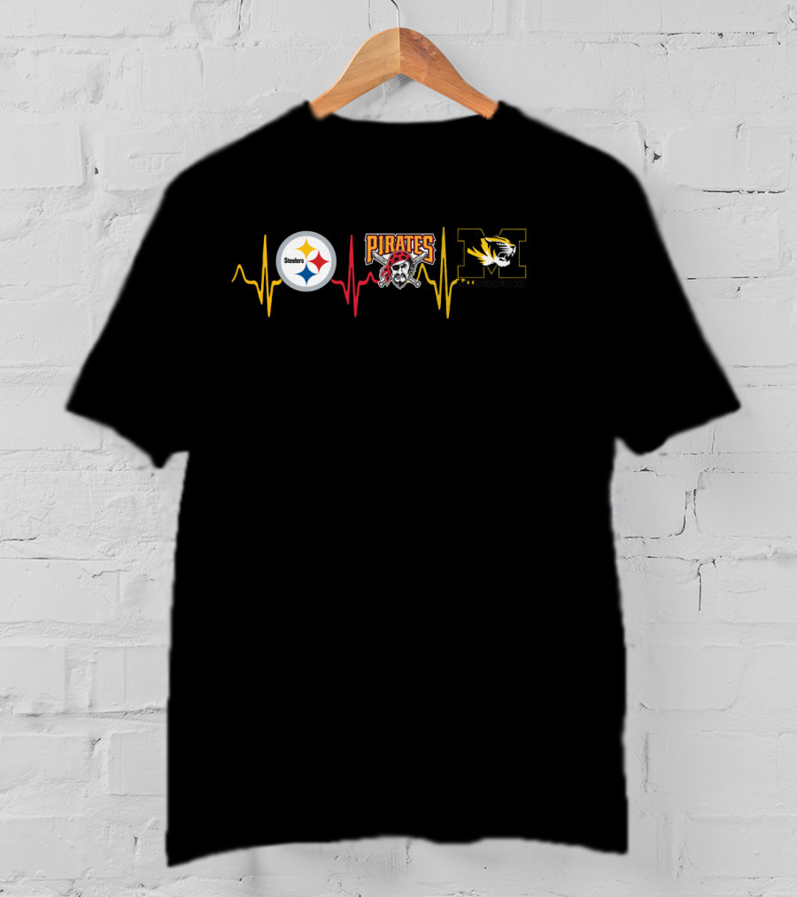 Steelers Heartbeat Pirates Missouri Tigers T-Shirt