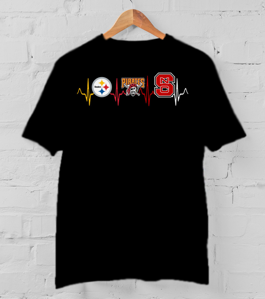 Steelers Pirates Nc State Heartbeat T-Shirt