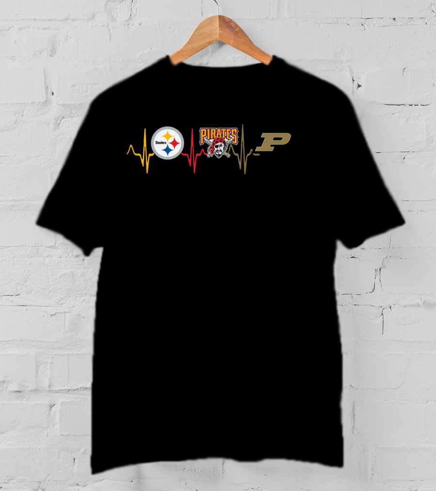 Steelers Pirates Purdue Heartbeat T-Shirt