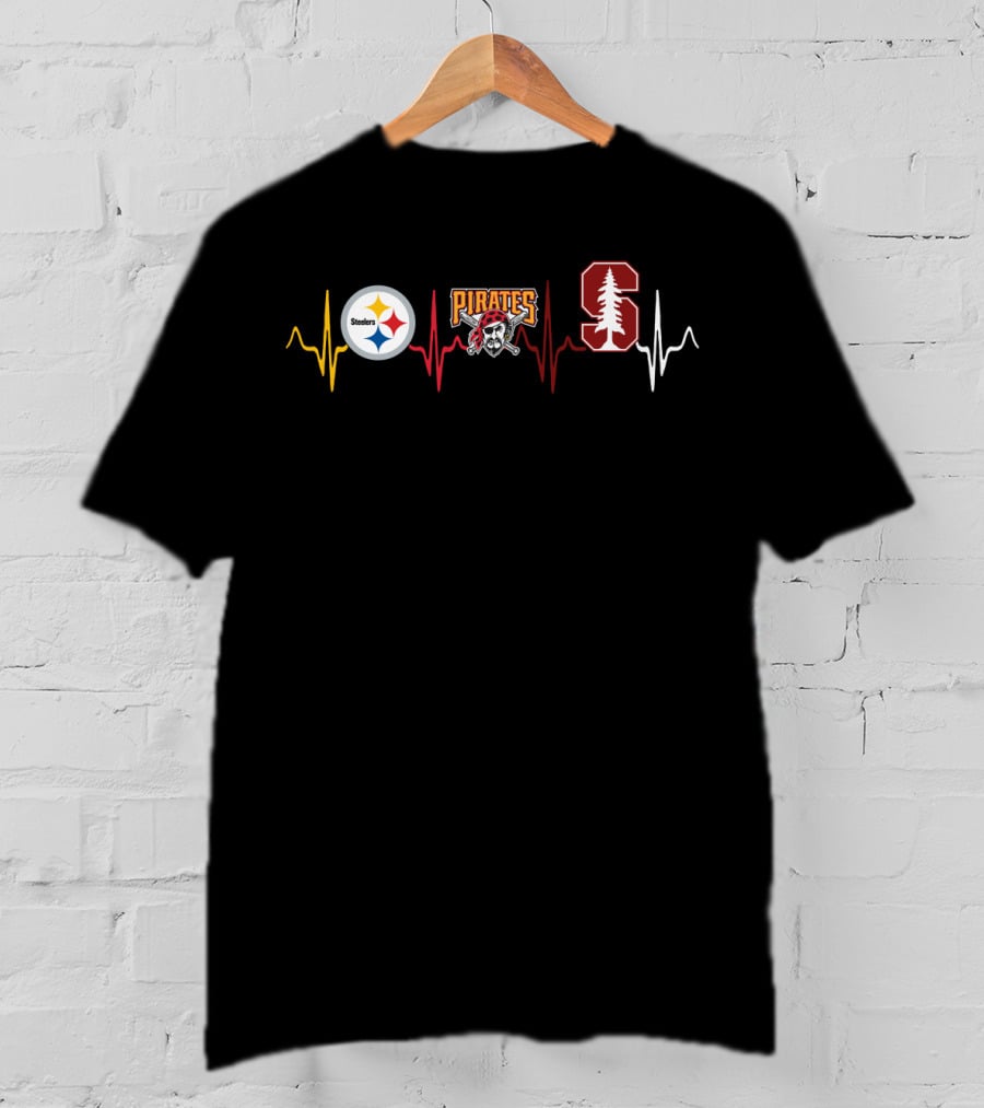 Love Steelers Pirates Stanford Heartbeat T-Shirt