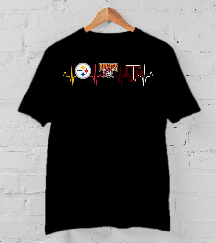 Steelers Pirates Texas A&M Heartbeat T-Shirt