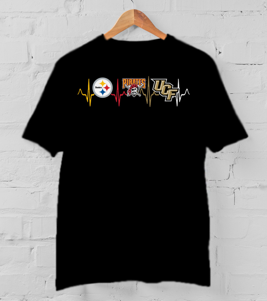 Steelers Pirates Ucf Heartbeat Fan Collection T-Shirt