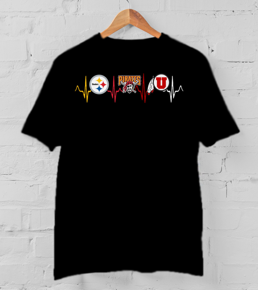 Steelers Pirates Utah Utes Heartbeat T-Shirt