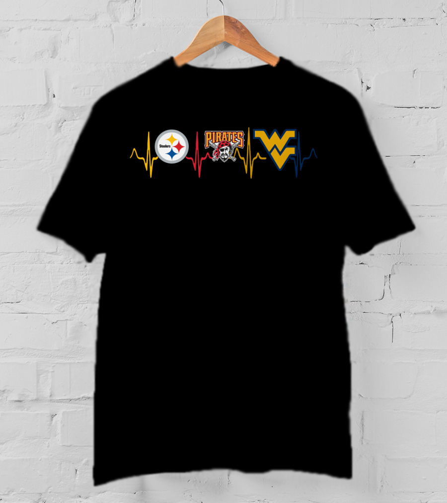 Steelers Pirates Wvm Heartbeat Logos T-Shirt