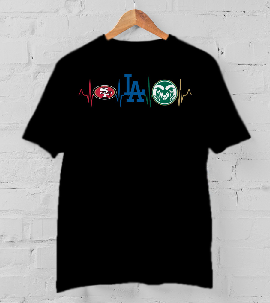 Love 49ers Dodgers Csr Heartbeat T-Shirt