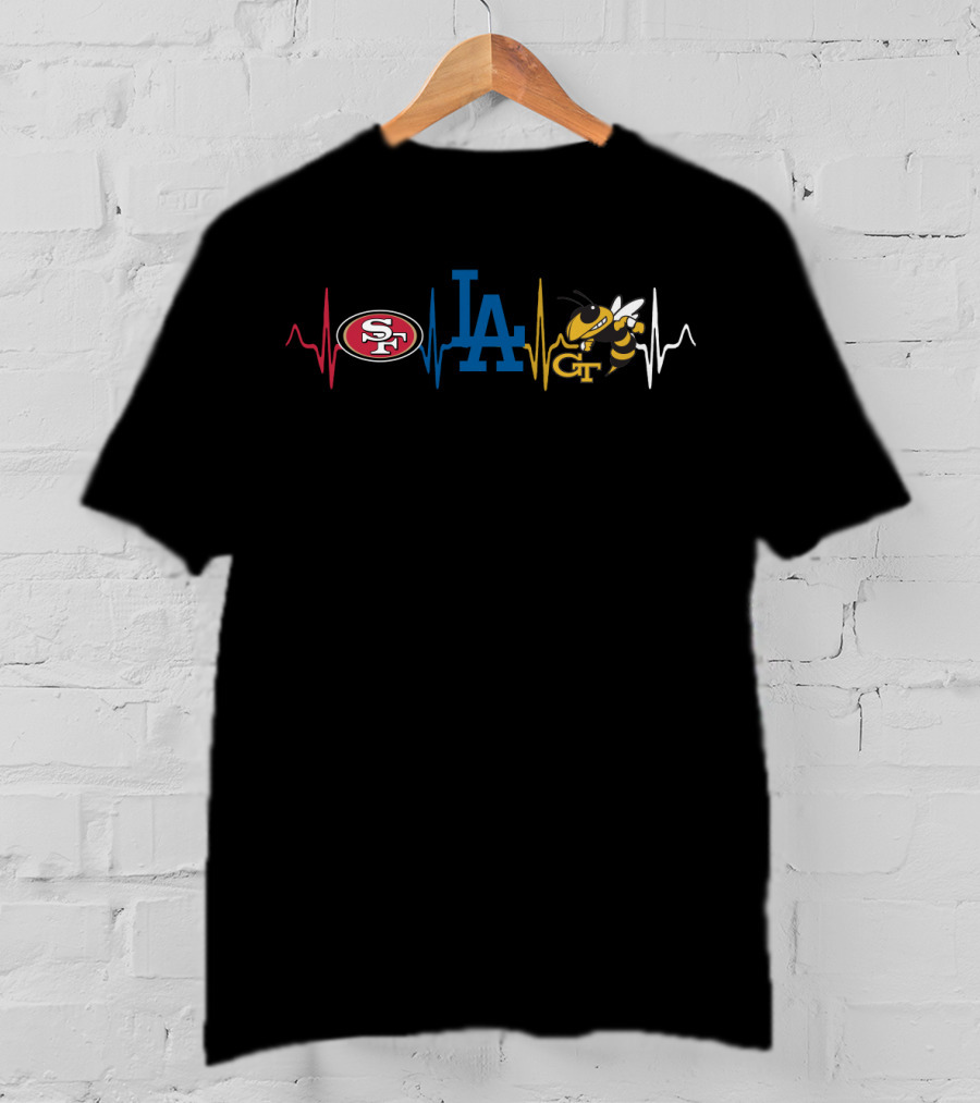 Love 49ers Dodgers Gt Heartbeat T-Shirt
