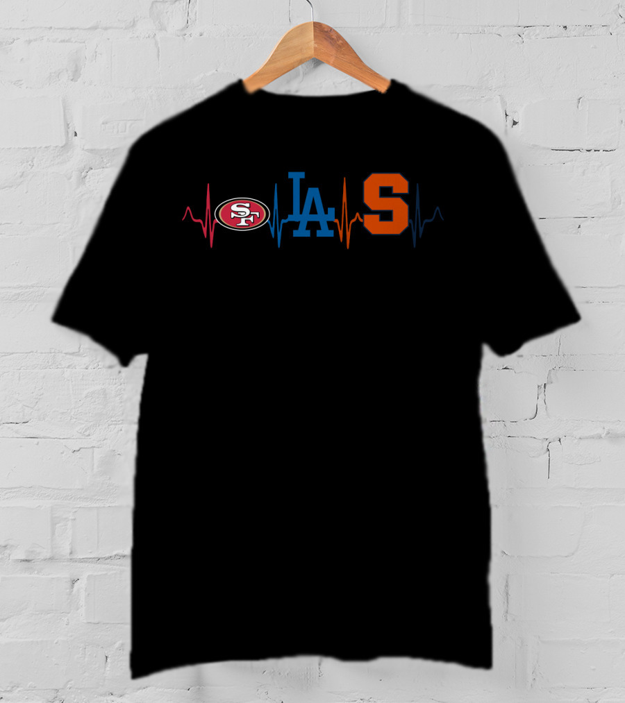 49ers Dodgers Syracuse Orange Heartbeat T-Shirt