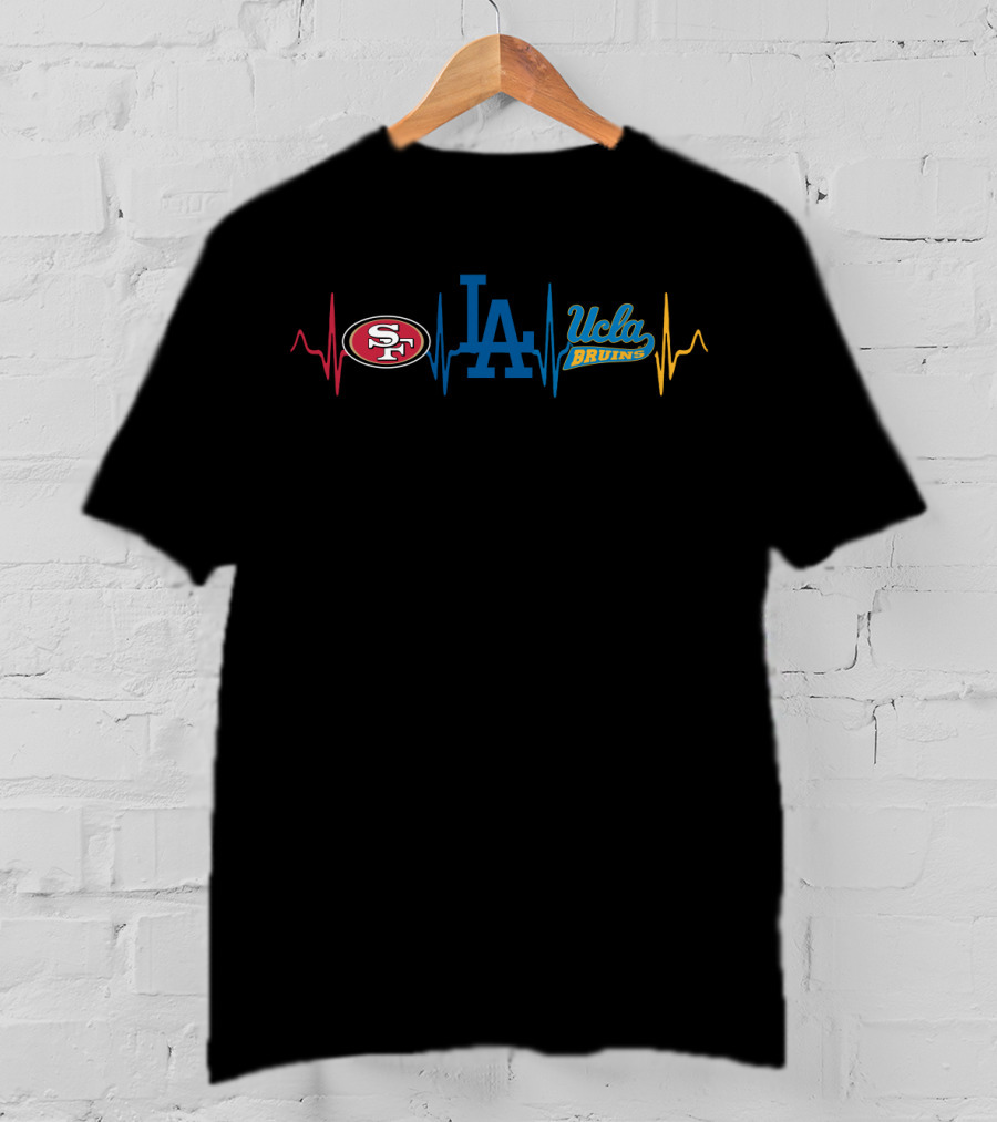 49ers Dodgers Ucla Bruins Heartbeat T-Shirt