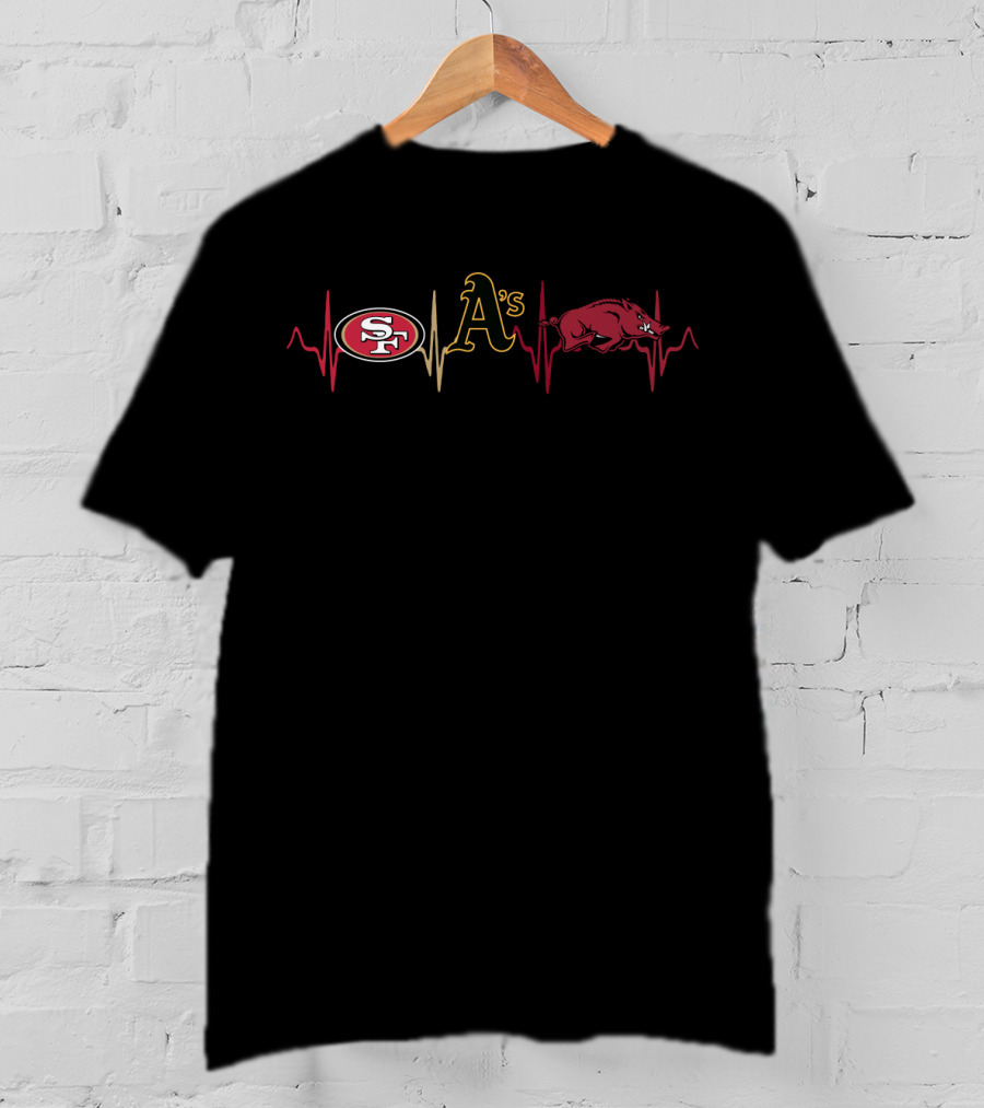 49ers A's Razorbacks Heartbeat T-Shirt