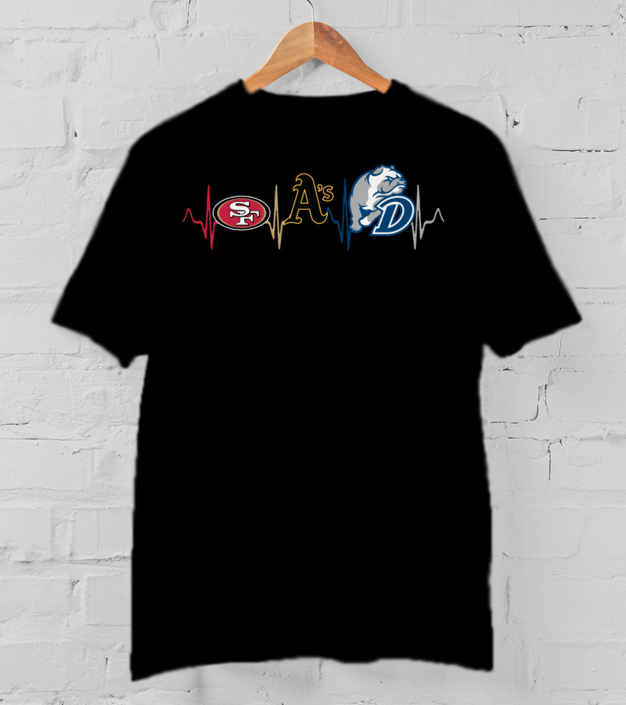 49ers A's Drake Bulldogs Heartbeat T-Shirt