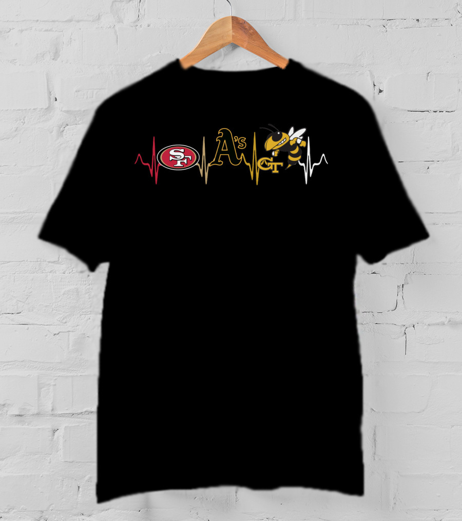 Love 49ers Athletics Gt A's Bee Heartbeat T-Shirt