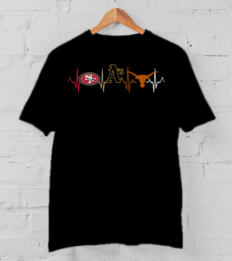 49ers Athletics Longhorns Heartbeat T-Shirt
