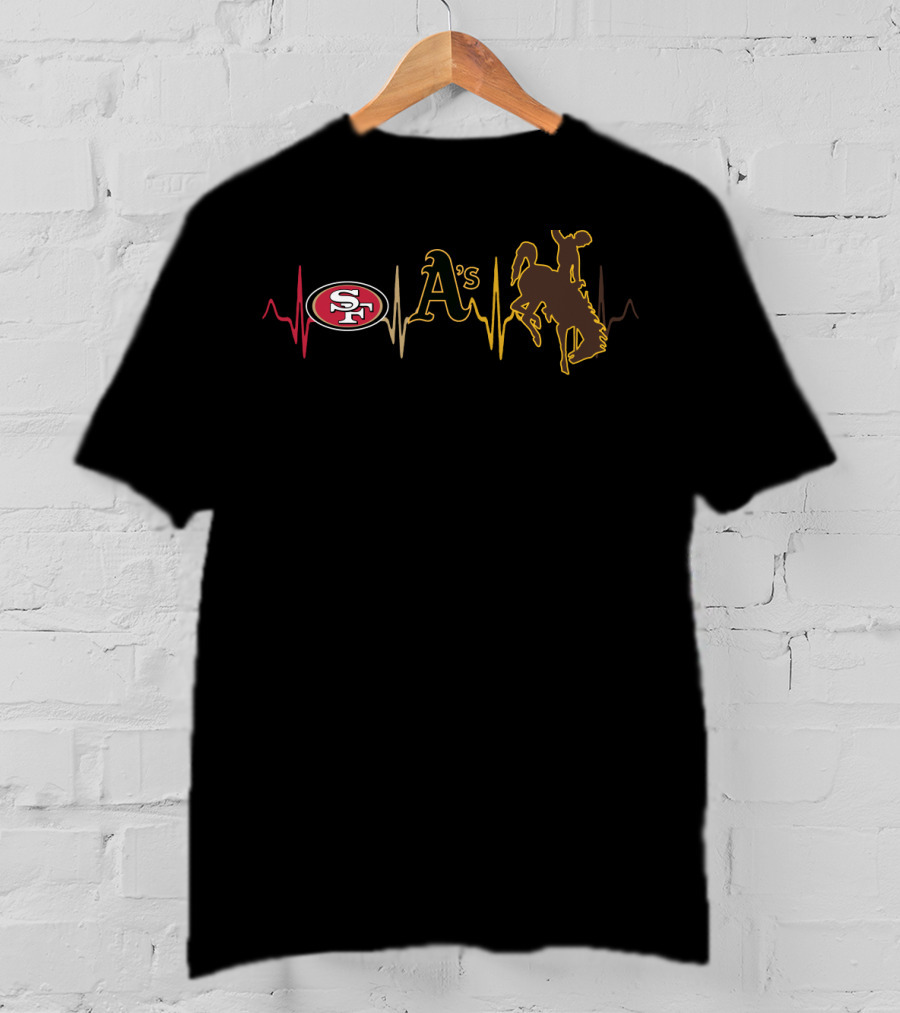 Love 49ers A's Cowboys Heartbeat T-Shirt